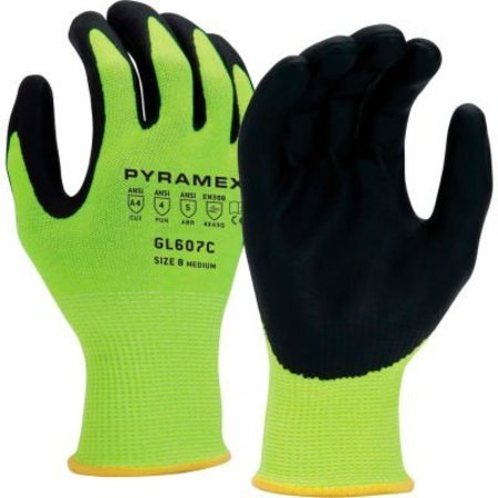 PYRAMEX Foam-Nitrile Gloves, 13g HPPE HiVis Lime A4 Cut, Size 2XL - Pkg Qty 12 GL607CX2
